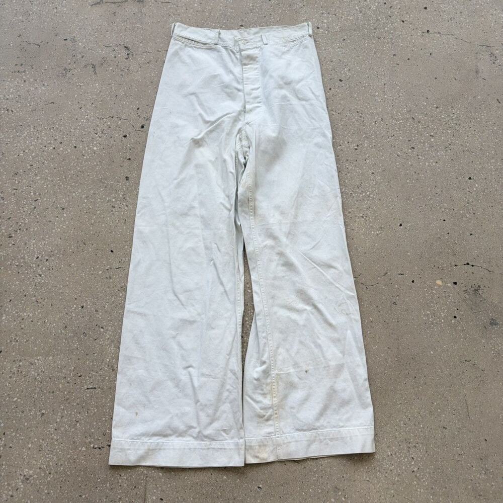 Vintage WW2 White US Navy Flared Bell Bottom Pants 30x31